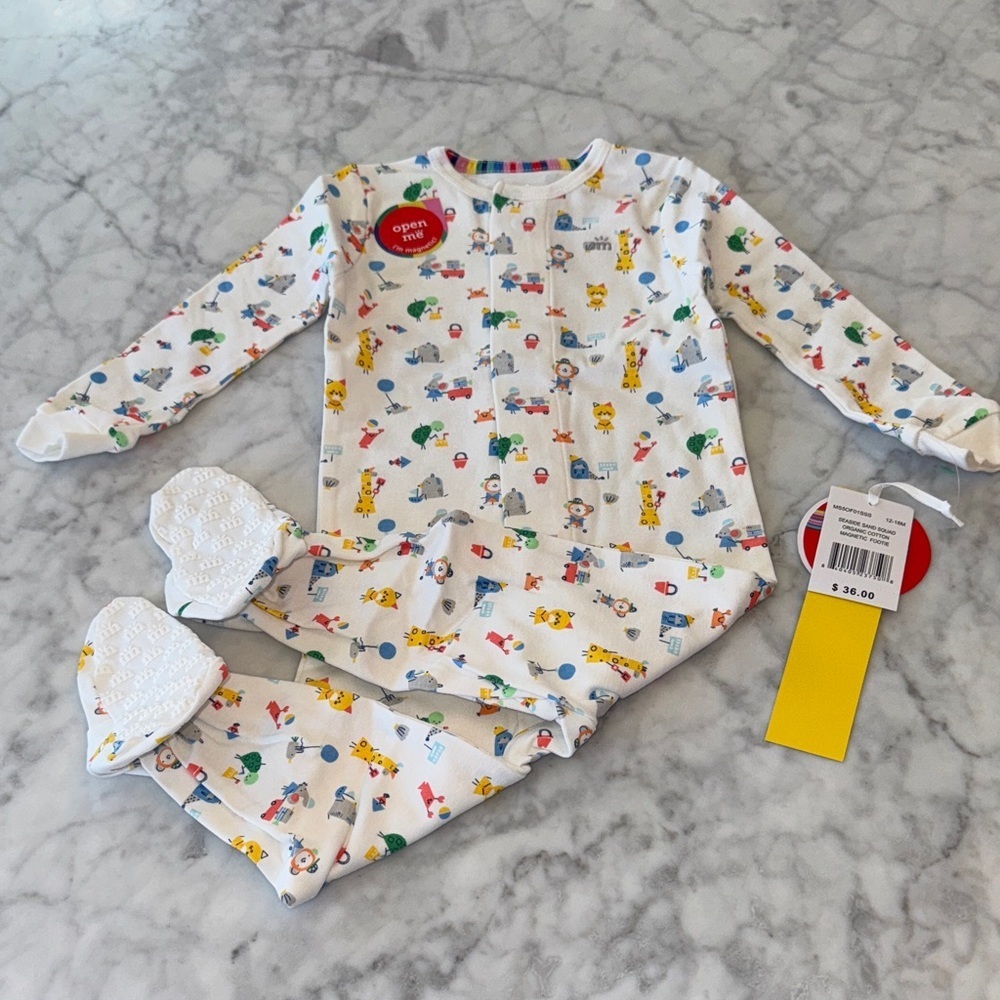 NWT MAGNETIC ME ORGANIC COTTON FUN COLORFUL FOOTIE 12/18M